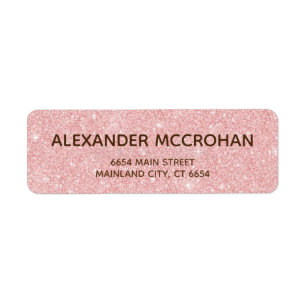Faux Rose Gold Glitter Foil Pink Return Address