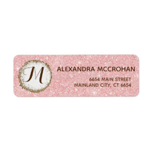 Faux Rose Gold Glitter Foil Pink Return Address