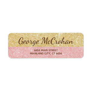 Faux Rose Gold Glitter Foil Pink Return Address