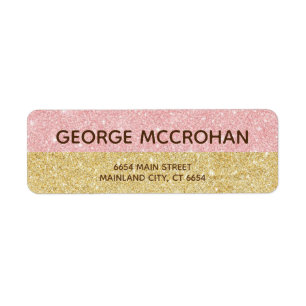 Faux Rose Gold Glitter Foil Pink Return Address
