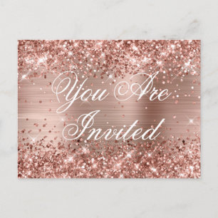 Faux Rose Gold Glitter Foil Sweet Sixteen Postcard
