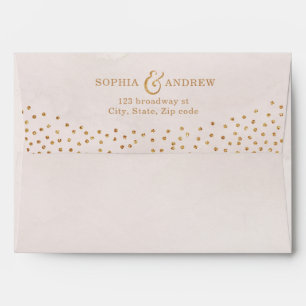 Faux rose gold glitter liner & return address envelope