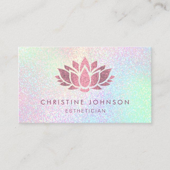 faux rose gold glitter lotus flower business card (Front)