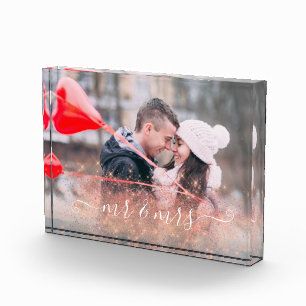 Faux rose gold glitter Mr. & Mrs. custom photo