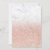Faux rose gold glitter ombre marble 1st birthday invitation (Back)