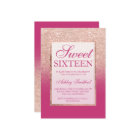 Faux rose gold glitter ombre pink magenta Sweet 16