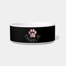 Faux Rose Gold Glitter Pawprint Personalised Dog