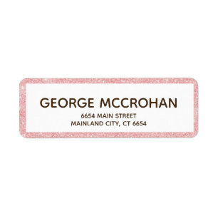 Faux Rose Gold Glitter Pink Foil Return Address
