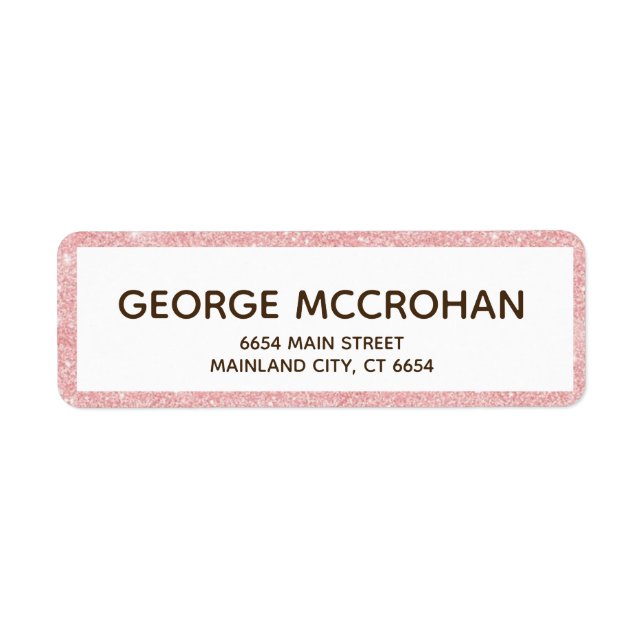 Faux Rose Gold Glitter Pink Foil Return Address (Front)