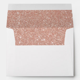 Faux Rose Gold Glitter Return Address Envelope