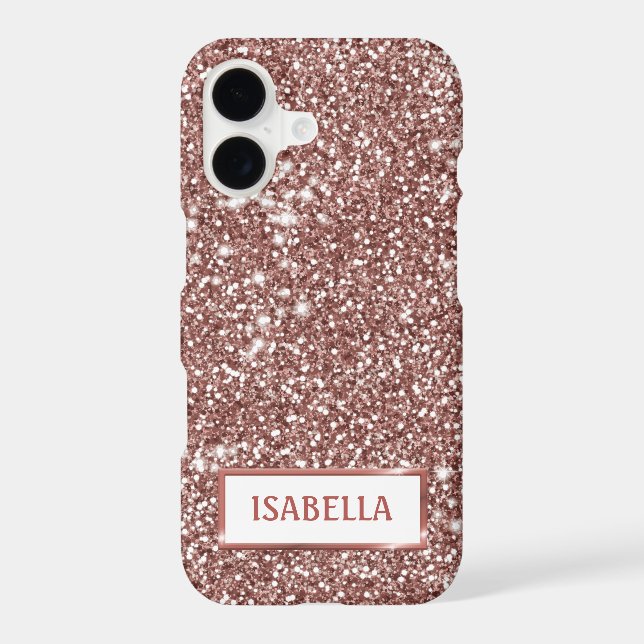 Faux Rose Gold Glitter Texture Look & Custom Name (Back)