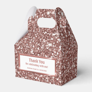 Faux Rose Gold Glitter Texture Look & Custom Text Favour Box