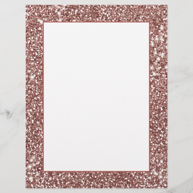 Faux Rose Gold Glitter Texture Look-like Design Custom Letterhead (Front)