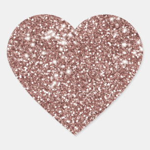 Faux Rose Gold Glitter Texture Look-like Design Heart Sticker