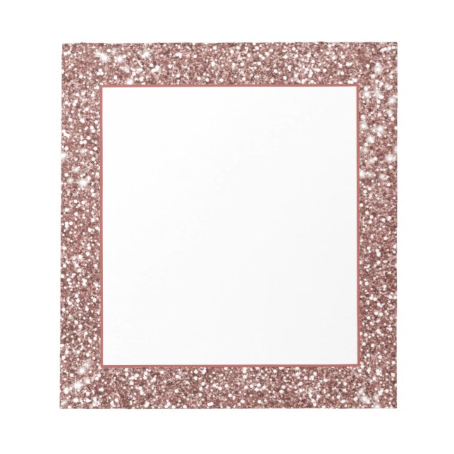 Faux Rose Gold Glitter Texture Look-like Design Notepad (Front)