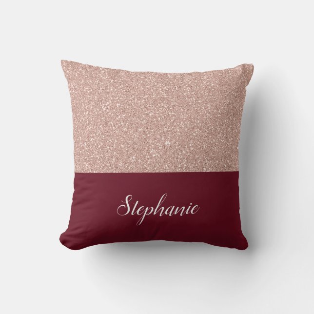 Faux Rose Gold Glitter with Burgundy Cushion (Front)