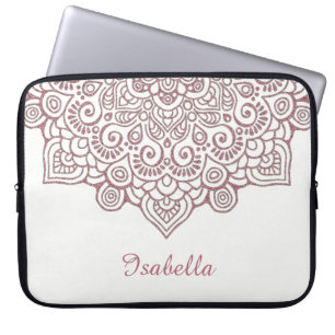 Faux rose gold Gold Intricate Lace Mandala white Laptop Sleeve