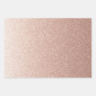 Faux Rose Gold Gradient Glitter  Wrapping Paper Sheet