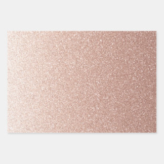 Faux Rose Gold Gradient Glitter  Wrapping Paper Sheet