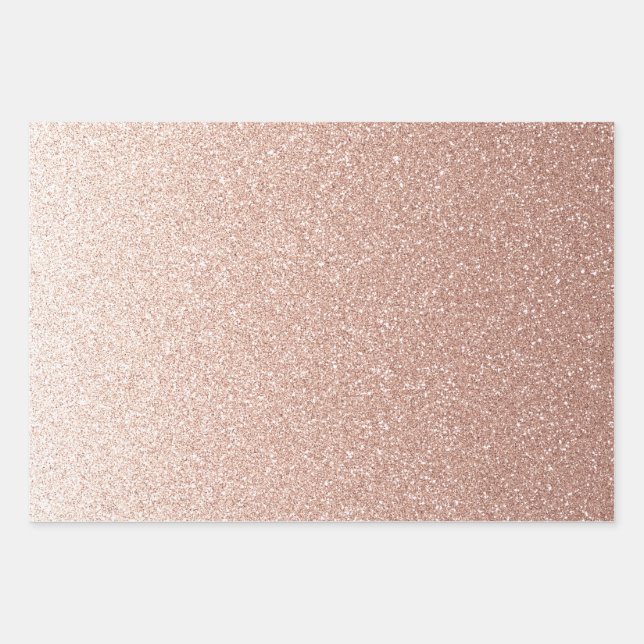 Faux Rose Gold Gradient Glitter  Wrapping Paper Sheet (Front)