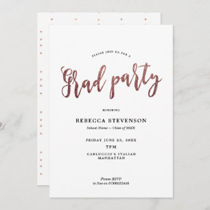 faux rose gold graduation party invitation