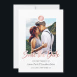 Faux Rose Gold & Grey Monogram Save the Date<br><div class="desc">Modern and trendy save the date photo card in grey,  white,  and faux rose gold foil,  your photo and monogram,  and a hand-lettered brush script.</div>
