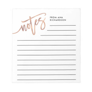Faux Rose Gold Handwritten Script Notepad