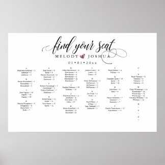 FAUX ROSE GOLD HEART, ALPHA SEATING CHART