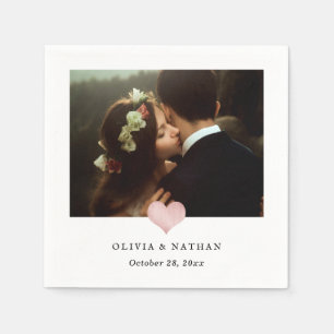 Faux Rose Gold Heart   Chic Photo Wedding Napkin