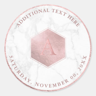 Faux Rose Gold Honeycomb, Monogram A-Z Classic Round Sticker
