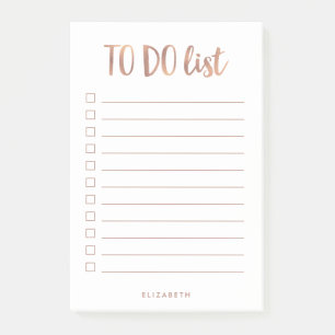Faux Rose Gold   Lined Personalised To Do List Post-it Notes