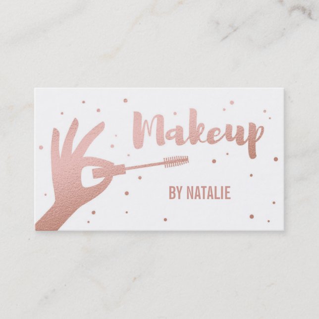 Faux Rose Gold Makeup Artist Business Card (Front)
