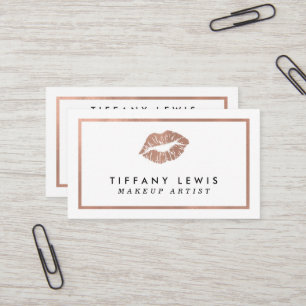 Faux Rose Gold Makeup Artist Business Cards