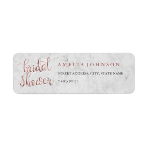 Faux Rose Gold Marble Address Label