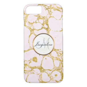 Faux Rose Gold Marble Marbled Pattern Blush Pink iPhone 8/7 Case