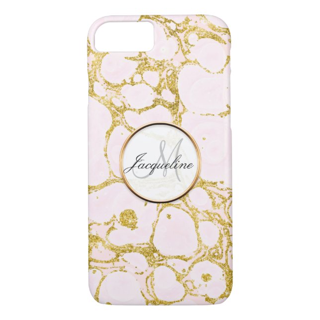 Faux Rose Gold Marble Marbled Pattern Blush Pink Case-Mate iPhone Case (Back)