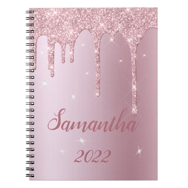 Faux Rose Gold Monogram Spiral Photo Notebook (Front)