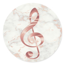 faux rose gold music treble clef on marble