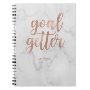 Faux Rose Gold on Marble Goal Getter Notebook