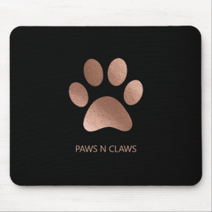 Faux Rose Gold Paw Print Mouse Mat