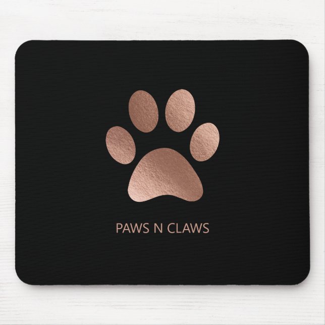 Faux Rose Gold Paw Print Mouse Mat (Front)