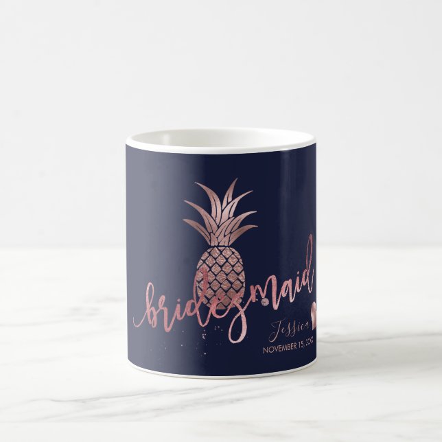 Faux Rose Gold Pineapple Bridesmaid Gifts Coffee Mug (Center)