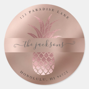 Faux Rose Gold Pineapple Classic Round Sticker