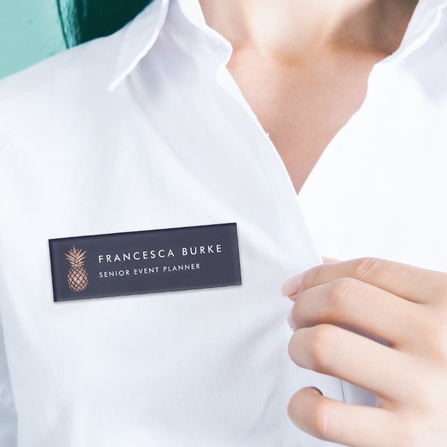 Faux Rose Gold Pineapple Name Tag (Creator Uploaded)