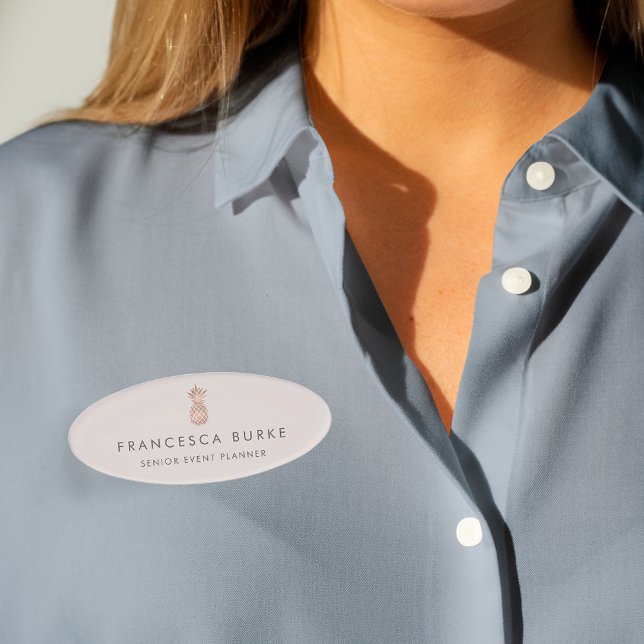 Faux Rose Gold Pineapple Name Tag (Creator Uploaded)