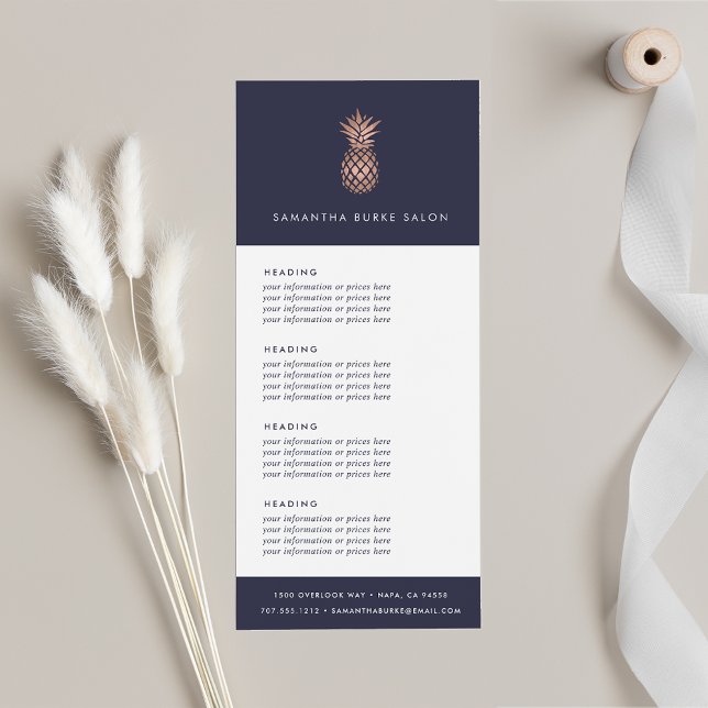 Faux Rose Gold Pineapple | Pricing or Services Rack Card (Creator Uploaded)