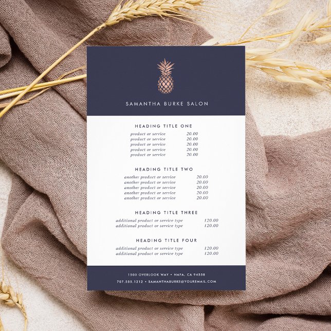 Faux Rose Gold Pineapple | Pricing & Services Flyer (Creator Uploaded)