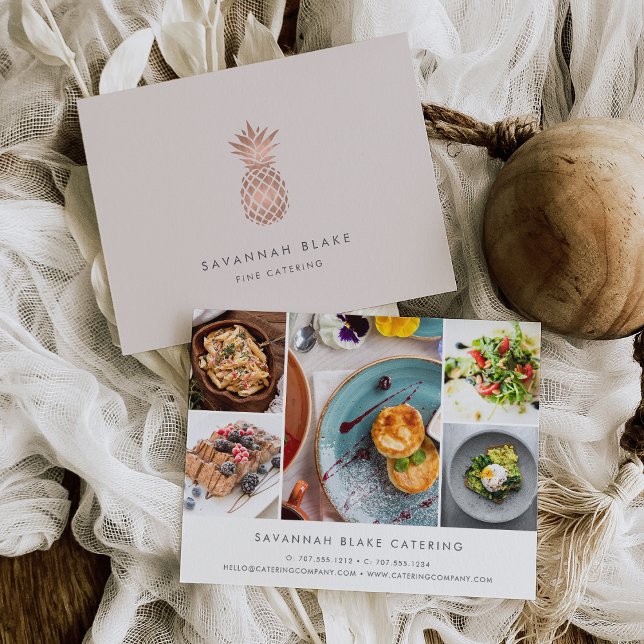 Faux Rose Gold Pineapple Promotional Photo Collage Postcard (Creator Uploaded)