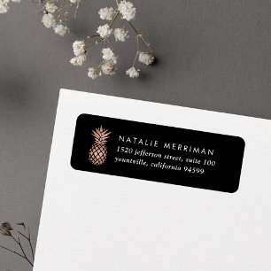 Faux Rose Gold Pineapple Return Address