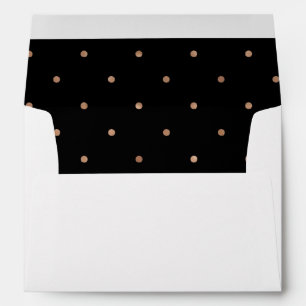 Faux Rose Gold Polka Dots on Black Interior Envelopes